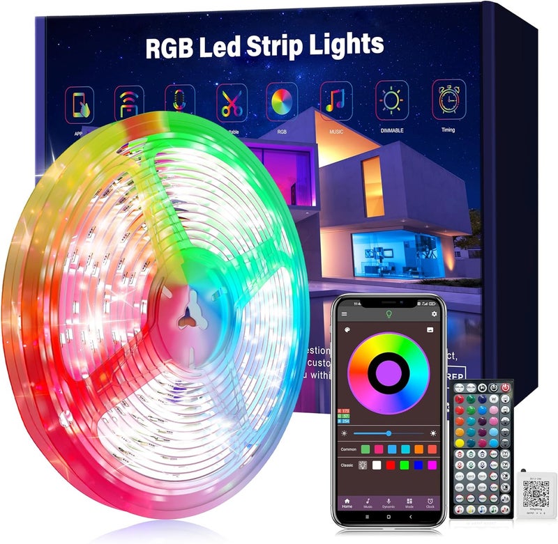 Ledagic 65.6 ft LED Lights for Bedroom Music Sync RGB LED Strip Lights with APP & Remote Control LED Lights for Room Home Party Christmas Wall Decor - Image 1